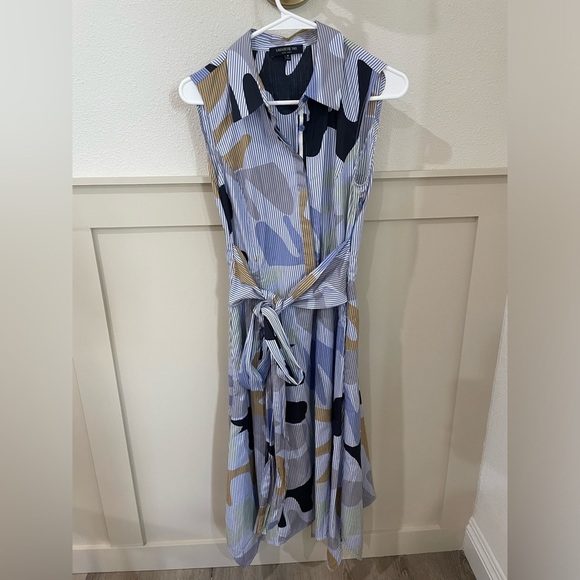 Lafayette 148 New York Patterned Sleeveless Dress Size M - Picture 5 of 11